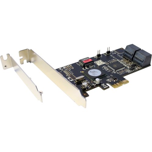 Inline 14972 Scheda Controller, Hdd Sata I Raid, 4 Canali, Staffa Low Profile Inclusa, Nero