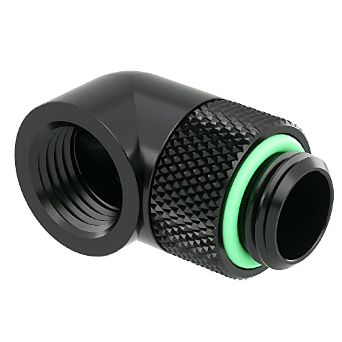 Barrow Angolo Di 90 Gradi Rotary Adattatore Raccordo G1/4 Filettatura Maschio A Femmina, Colore: Nero Opaco