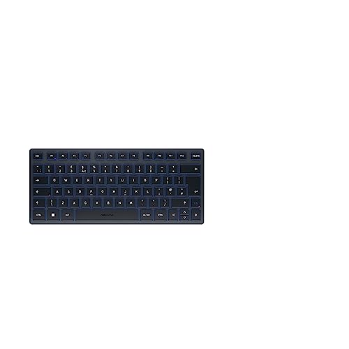 Cherry Kw 7100 Mini Bt, Tastiera Multidispositivo Compatta Con 3 Canali Bluetooth, Layout Britannico (Qwerty), Design Piatto, Incl. Borsa Di Trasporto