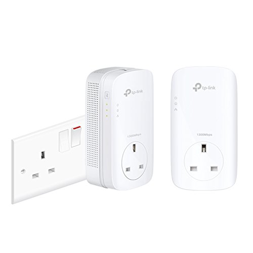 Tp-Link 1-Port Gigabit Passthrough Powerline Starter Kit, Data Transfer Speed Up To 1300 Mbps, Ideal For Hd Video Streaming And Online Gaming, No Conf
