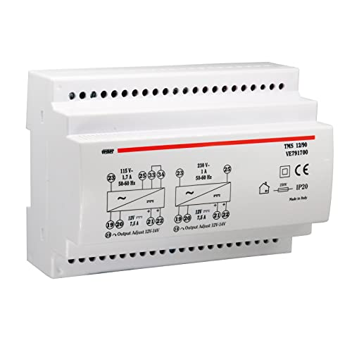 Vemer Ve791700 Tms 12/90 - Alimentatore 12V Switching Stabilizzato, Trasformatore Con Installazione Su Barra Din, Tensione Di Uscita 12 Vdc, Potenza 9
