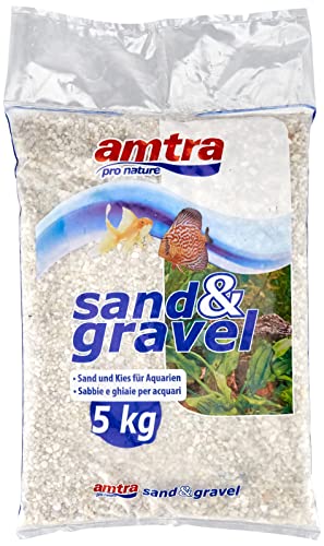 Amtra Ghiaia Noa - Ghiaia Naturale Dell'Acquario, Pavimento Decorativo, Grani Grossolani Bianchi Dimensioni 2-5 Mm, Formato 5Kg