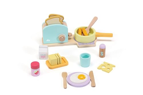 Sevi Set Prima Colazione (21 Pz) | Trudi By Giochi Di Ruolo In Legno Bambini. Accessori Cibo Per Colazione. Metodo Montessori. Regalo Natale | 29X9,5X