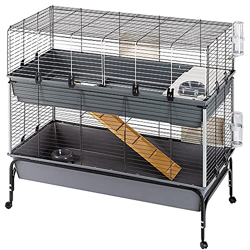 Ferplast Gabbia Per Conigli Rabbit 120 Double, Lato Frontale Apribile, Supporto E Accessori Inclusi
