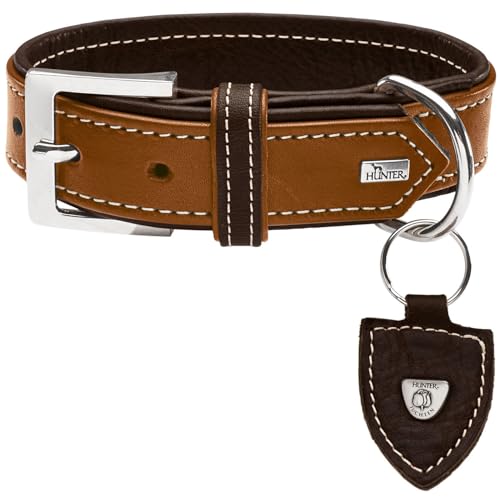 Hunter Collare Tara Numero 65 Juchten In Pelle, Cognac/Marrone Scuro