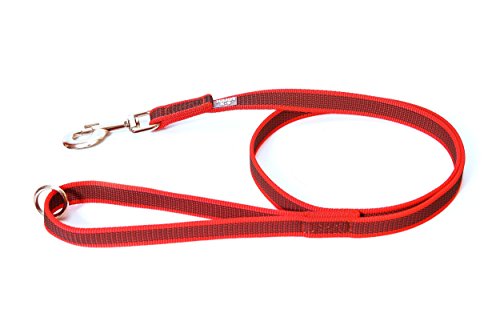 Julius-K9, Guinzaglio Color & Gray Con Manico E Anello, 20 Mm X 1,2 M, Rosso