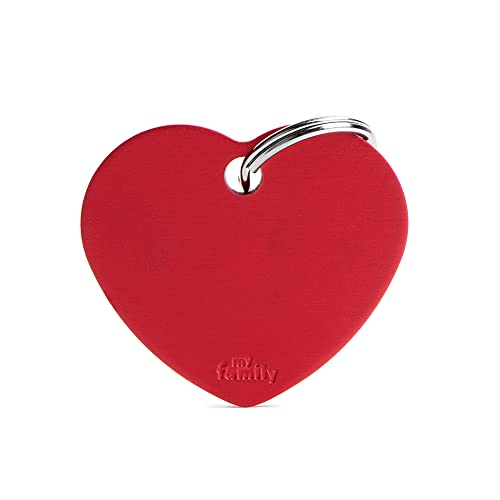 My Family Medaglietta Per Cane Made In Italy, Cuore Grande, Targhetta Cane, Smaltata A Mano In Metallo, Collezione Basic, 37X32 Mm