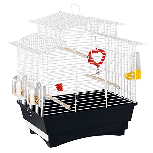 Ferplast Gabbia Per Uccelli Pagoda Gabbia Per Canarini, Bengalini, Cocorite, In Metallo, Accessori Inclusi Posatoi Mangiatoie Girevoli, 47 X 29,5 X H