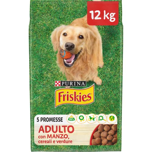 Purina Friskies Crocchette Cane Adulto Con Manzo, Cereali E Verdure 12 Kg