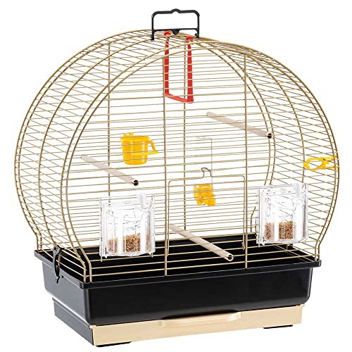 Ferplast Gabbia Per Uccelli Luna 2 Gabbia Per Canarini, Bengalini, Cocorite, In Metallo, Accessori Inclusi Posatoi Mangiatoie Girevoli, 44,5 X 25 X H
