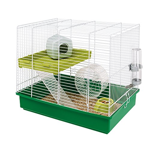 Ferplast Gabbia Roditori Hamster Duo Per Criceti, In Metallo, Accessori Inclusi: Mangiatoia, Beverino, Casetta, Ruota, Ripiano, Scaletta. 46X29Xh37,5C