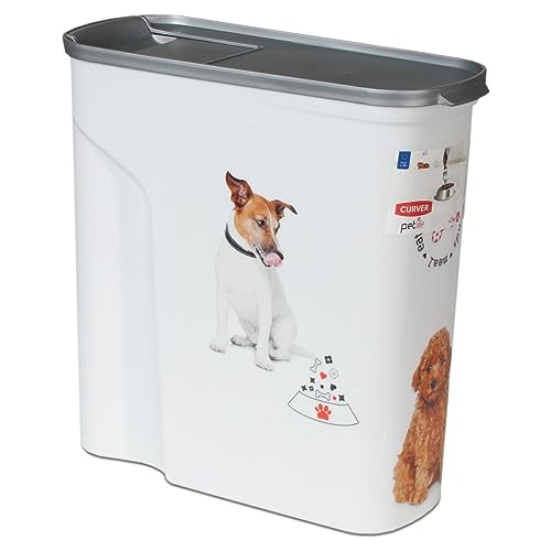 Curver Contenitore Per Alimenti,Dog, 6 L, 2,5 Kg, Bianco, 28 X 12 X 28 Cm