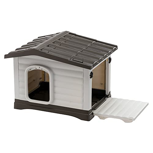 Ferplast Cuccia Cane Esterno, Casetta Per Cani, Cuccia Per Cani Piccoli, Lato Apribile, Sistema Di Drenaggio, Griglia Di Aerazione, 58 X 48 X H 44 Cm,