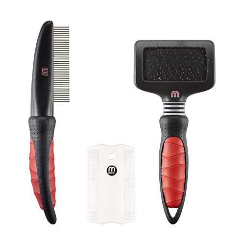 Mikki Kit Per La Toelettatura Dei Cuccioli Con Spazzola, Pettine E Pettine Antipulci - Set Di Base Per La Toelettatura Delicata, 3 Pezzi