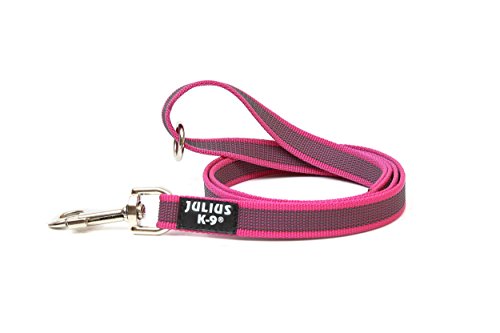 Julius-K9, Guinzaglio Color & Gray Con Manico E Anello, 20 Mm X 1,2 M, Rosa