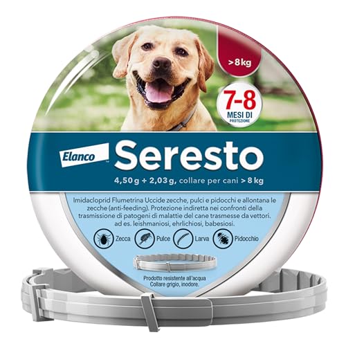 Elanco Seresto Collare Antiparassitario, Per Cani Oltre 8 Kg, Elimina Pulci, Zecche, Pidocchi E Protegge Dal Rischio Di Trasmissione, Della Leishmanio