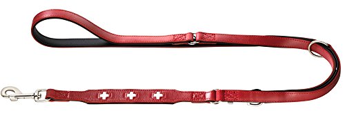 Hunter Swiss - Guinzaglio Da Allenamento In Pelle Biologica, Taglia M, Nero/Rosso