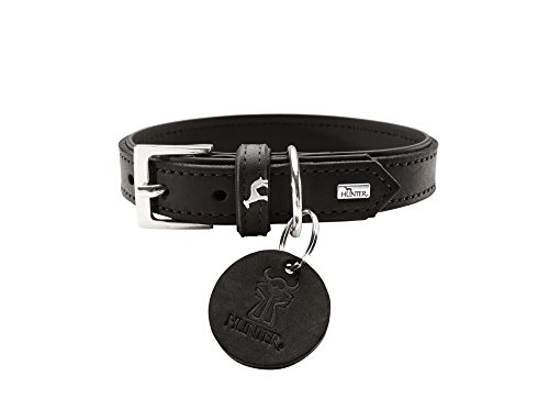 Hunter Collare Larvik, 45 Soft Vera Pelle Di Vacca, Nero/Nero
