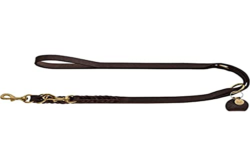 Hunter Sansibar Solid - Guinzaglio Regolabile Per Cani, In Pelle Intrecciata, Resistente, Elegante, 1,5 X 200 Cm, Colore: Marrone Scuro