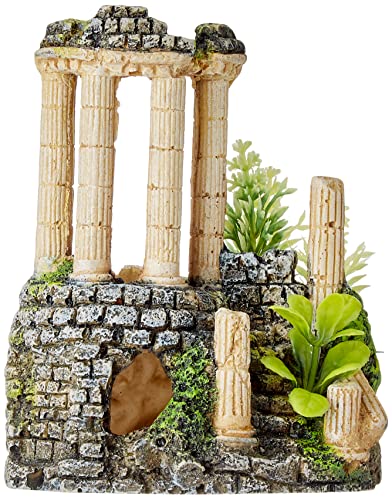 Decoración Para Acuario Nobby, Diseño De Columnas Antiguas Con Plantas, 11,2 X 10 X 14 Cm.