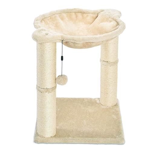 Amazon Basics - Albero Per Gatti Con Amaca E Palo Tiragraffi, 40,6 X 50,8 X 40,6 Cm, Beige