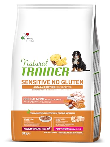 Natural Trainer Sensitive No Gluten Cibo Per Cani Puppy&Junior Con Salmone - 3Kg