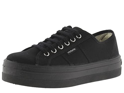 Victoria 109201-Kids Sneaker Barcelona Tela Monocromo & Piattaforma A Collo Basso Bambina Negro 29