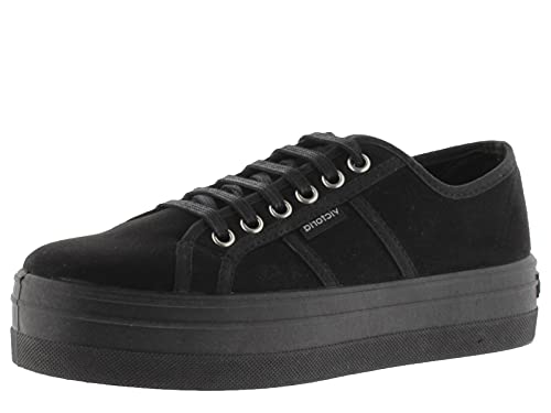 Victoria 109205-Kids Sneaker Barcelona Pelle Scamosciata Riciclata & Piattaforma Con Plateau Bambina Negro 28