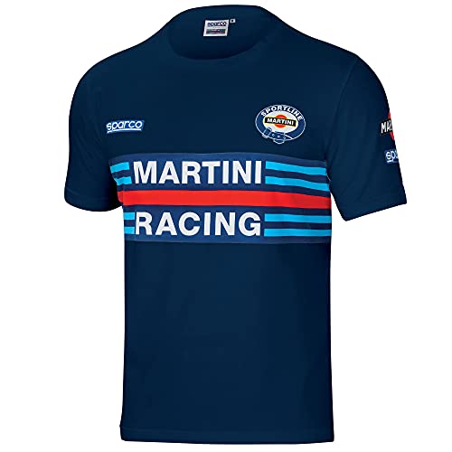Sparco 01274Mrbm3L Maglietta Martini-R Taglia L Blu Marino Unisex Adulto, 42/50 Eu, Blu, 42/50 Eu