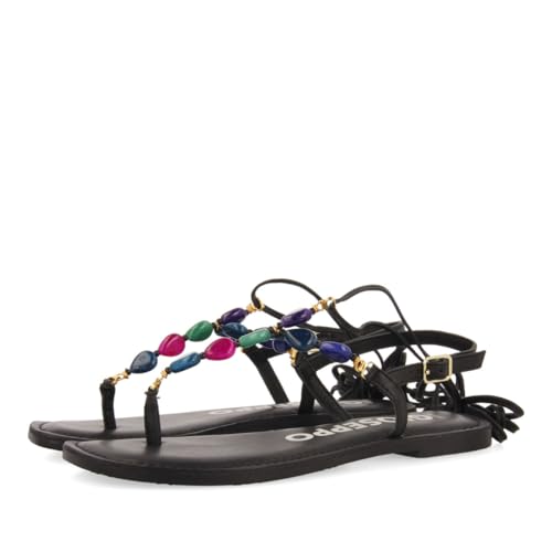 Sandali In Pelle Con Dettagli Di Perline Multicolore Per Donna Escles