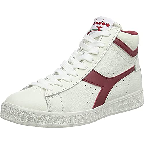 Diadora Game L High Waxed, Sneaker Unisex - Adulto, Bianco Rosso 1, 36 Eu Stretta