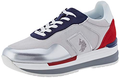 U.S. Polo Assn. Amy Suede, Sneaker Donna, Multicolore (Whi/Blu 050), 36 Eu