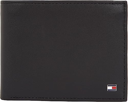 Tommy Hilfiger Portafoglio Uomo Eton Trifold Con Scomparto Monete, Nero (Black), Taglia Unica