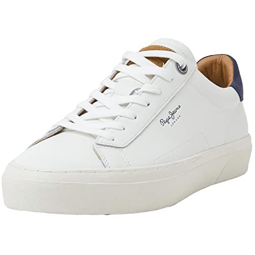 Pepe Jeans Yogi Original, Scarpa Da Ginnastica Uomo, Bianco (Bianco), 45 Eu