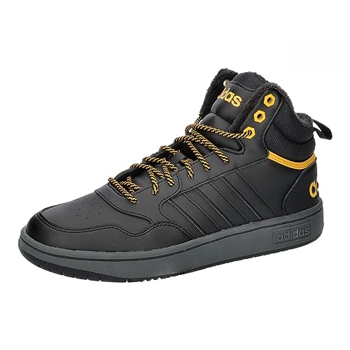 Adidas Hoops 3.0 Mid Lifestyle Basketball Classic Fur Lining Winterized Shoes, Sneaker Uomo, Core Black Core Black Preloved Yellow, 40 Eu