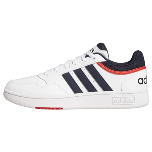 Adidas Hoops 3.0 Low Classic Vintage Shoes, Shoes - Low (Non Football) Uomo, Ftwr White/Legend Ink/Vivid Red, 46 Eu