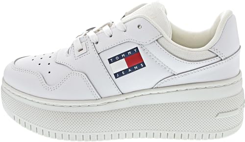 Tommy Jeans Women Tjw Retro Basket Flatform Ess, Bianco, 39 Eu