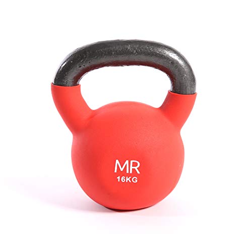Fitandfun Kettlebell Ghiria Neoprene Rosso Fitness Gambe Braccia Casa Palestra 16Kg (Cod. Sp5033)