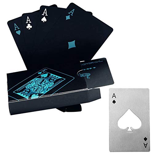 Carte Da Poker, Impermeabili Carte Da Poker Professionali In Plastica Nera. Un Articolo Di Alta Qualità Per Il Piacere Del Poker., Avec L'Ouvreur
