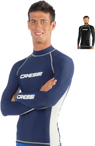 Cressi Rash Man, Guard Maniche Lunghe, Uomo, Maglia Protettiva In Speciale Tessuto Elastico, Protezione Solare Uv (Upf) 50, Royal Blu/Bianco, Xl/6 (56