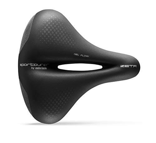 Sportourer By Selle Italia - Zeta Comfort Gel Superflow, Sella Per Bicicletta Da Città, Morbida In Gel, Con Tecnologia Riflettente Per Scarsa Visibili