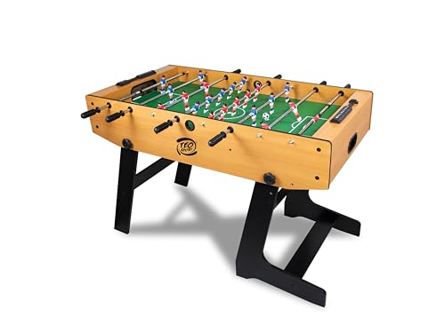 Teorema - Calciobalilla Pieghevole, Biliardino In Legno, Calcetto Per Adulti E Bambini Con 2 Palline E Aste Telescopiche, 158X45X85Cm