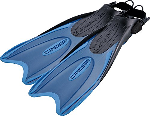 Cressi Snorkeling Adjustable Fins For All Family - Long Blade Versatile Open Heel Flippers - Palau Laf Made In Italy, Unisex - Adulto, Ca112044, Blu/C