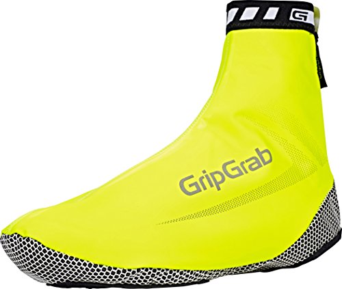 Gripgrab Raceaqua Road Bike Rain Aero Overshoes Waterproof Windproof Cycling Shoe-Covers Sleek Tight Fitting Gaiters, Giallo Neon, L