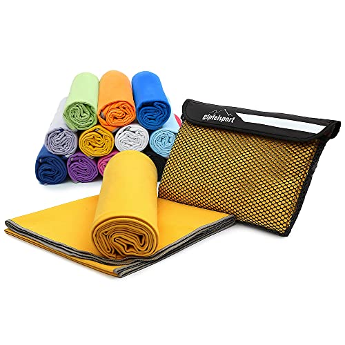 Gipfelsport Asciugamano Microfibra Giallo Set2 1X S(80X40Cm) & 1X Xl(180X80Cm)