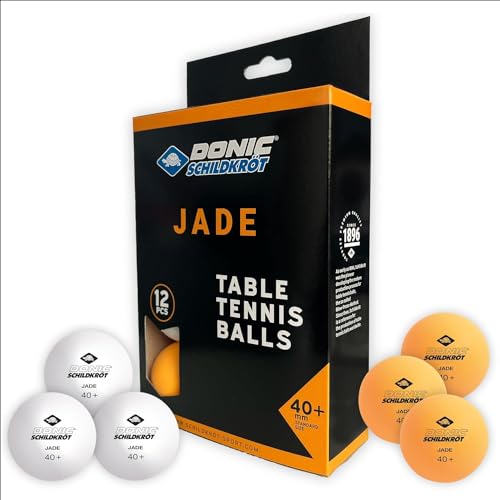 Donic-Schildkröt 608509, Palline Da Ping Pong Jade, Poly 40+ Qualità, Confezione, 6X Bianco/6X Arancione, 618045, 12 Unità