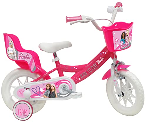 Barbie, Bicicletta Bambina, Rosa-Bianco, Misura 12"