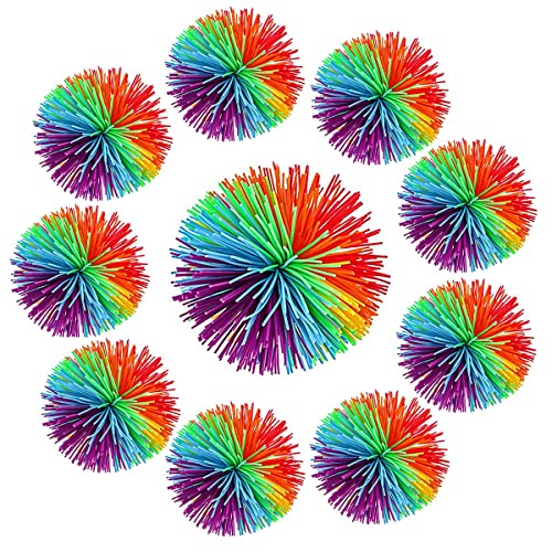 Sensoriali Agitarsi Gommoso Palline,Zliger 10 Pezzi 10Cm Rimbalzante Stress Palle Morbide Arcobaleno Pompon Scimmia Gommoso Palla Per Irritabilità Dec