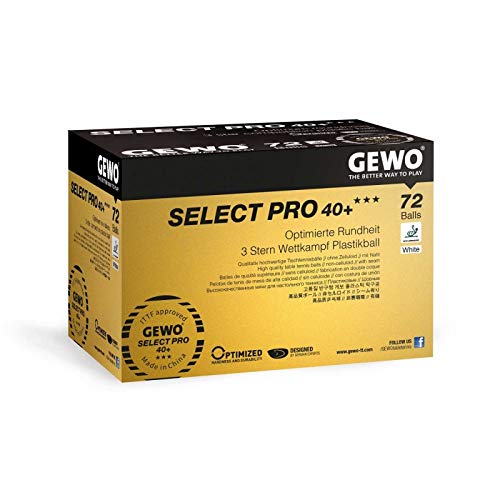 Gewo Select Pro - Palline Da Ping Pong Con 3 Stelle, In Plastica 40+, Con Cucitura, Certificate Ittf, 3 Palline Da Ping Pong Professionali Di Alta Qua