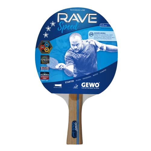 Gewo - Racchetta Da Ping Pong Speed Concava, Con Rivestimento Spesso 2,0 Mm, Marrone, Taglia Unica